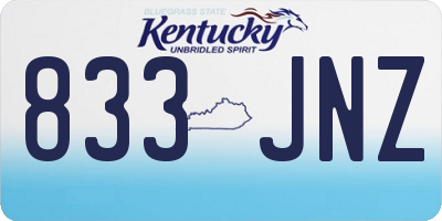 KY license plate 833JNZ