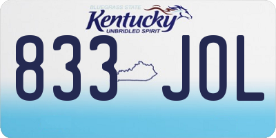 KY license plate 833JOL