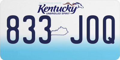 KY license plate 833JOQ