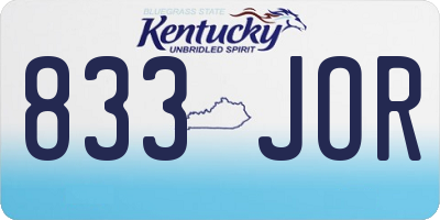 KY license plate 833JOR