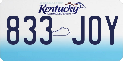 KY license plate 833JOY
