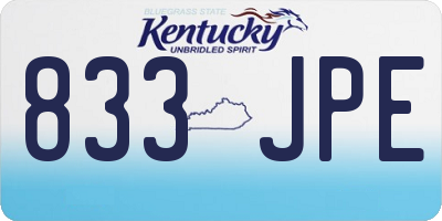 KY license plate 833JPE