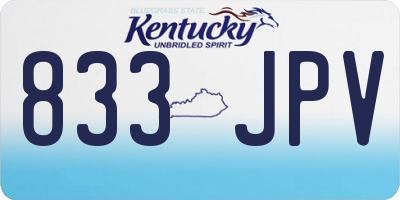 KY license plate 833JPV