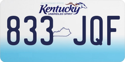 KY license plate 833JQF