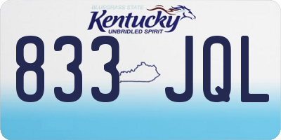 KY license plate 833JQL