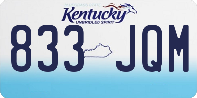 KY license plate 833JQM