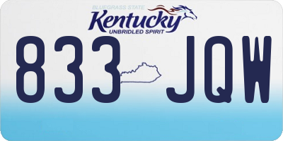 KY license plate 833JQW