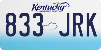 KY license plate 833JRK