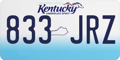 KY license plate 833JRZ