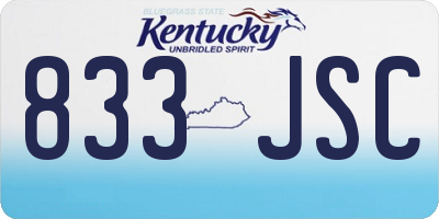 KY license plate 833JSC