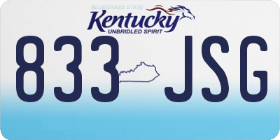 KY license plate 833JSG