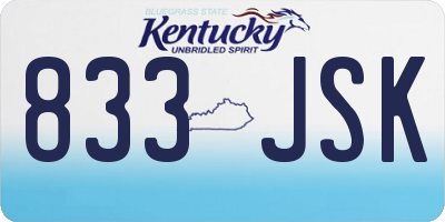 KY license plate 833JSK