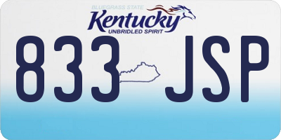 KY license plate 833JSP