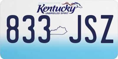 KY license plate 833JSZ