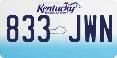 KY license plate 833JWN