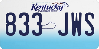 KY license plate 833JWS