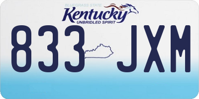 KY license plate 833JXM