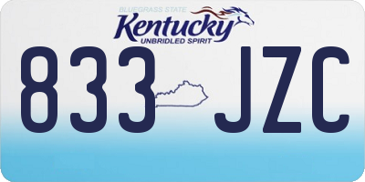 KY license plate 833JZC