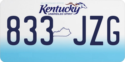 KY license plate 833JZG