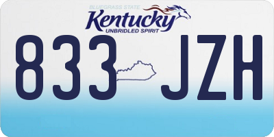 KY license plate 833JZH