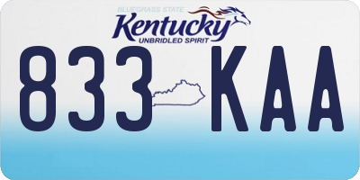KY license plate 833KAA
