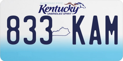 KY license plate 833KAM