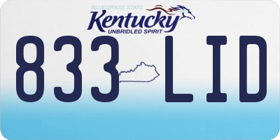 KY license plate 833LID