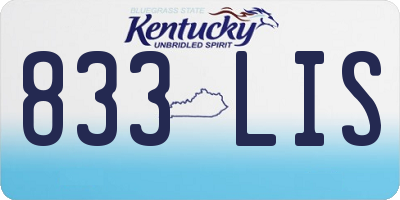 KY license plate 833LIS
