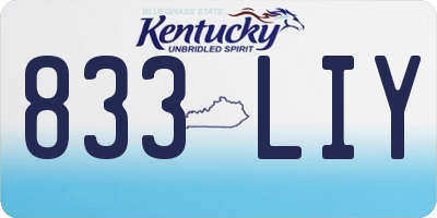 KY license plate 833LIY