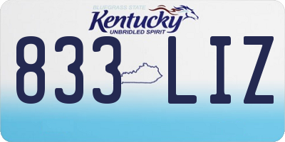 KY license plate 833LIZ