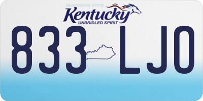KY license plate 833LJO