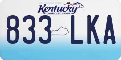 KY license plate 833LKA