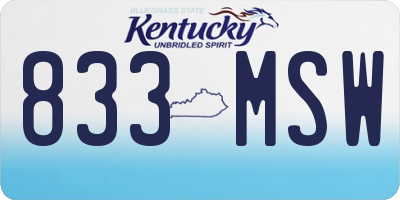 KY license plate 833MSW