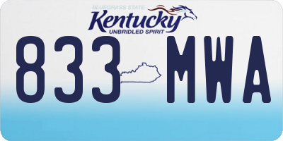 KY license plate 833MWA