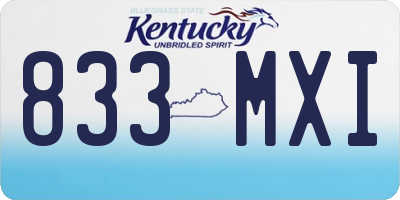 KY license plate 833MXI