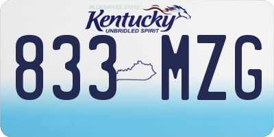 KY license plate 833MZG