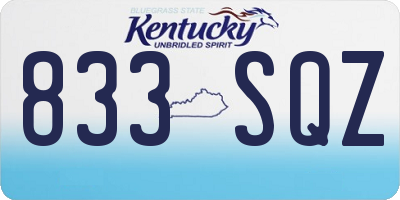 KY license plate 833SQZ