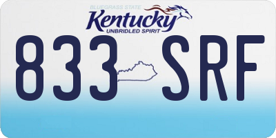 KY license plate 833SRF