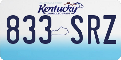 KY license plate 833SRZ