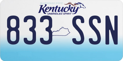 KY license plate 833SSN
