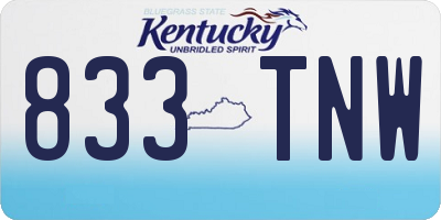 KY license plate 833TNW