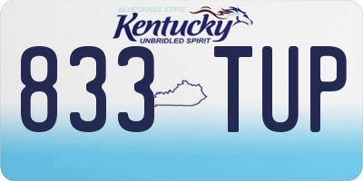 KY license plate 833TUP