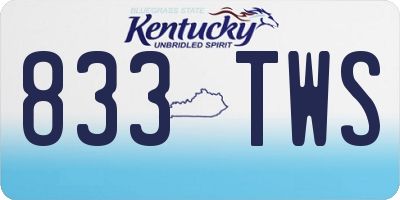 KY license plate 833TWS