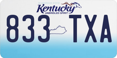 KY license plate 833TXA