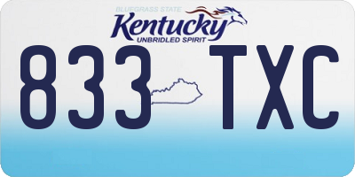 KY license plate 833TXC