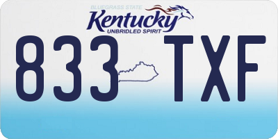 KY license plate 833TXF