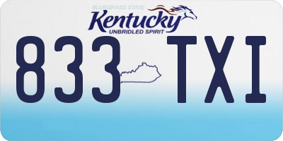 KY license plate 833TXI