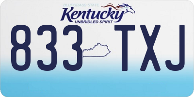 KY license plate 833TXJ