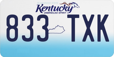 KY license plate 833TXK