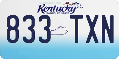 KY license plate 833TXN